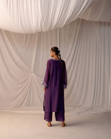 EMBROIDERED TUNIC TROUSER SET- GRAPE