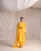 EMBROIDERED TUNIC TROUSER SET- MANGO YELLOW