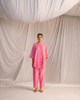 EMBROIDERED TUNIC TROUSER SET- PINK