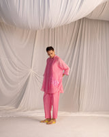 EMBROIDERED TUNIC TROUSER SET- PINK