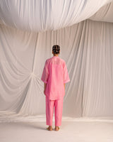 EMBROIDERED TUNIC TROUSER SET- PINK