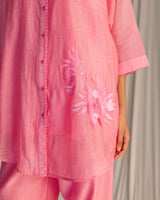 EMBROIDERED TUNIC TROUSER SET- PINK