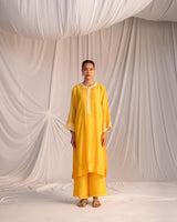 EMBROIDERED TUNIC TROUSER SET- MANGO YELLOW