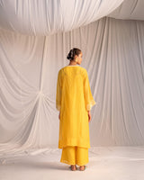 EMBROIDERED TUNIC TROUSER SET- MANGO YELLOW