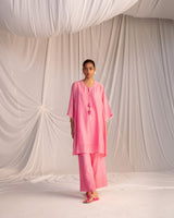 EMBROIDERED TUNIC TROUSER SET- PINK