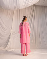 EMBROIDERED TUNIC TROUSER SET- PINK