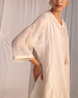 EMBROIDERED TUNIC TROUSER SET- CHAMPAGNE/LIME GREEN