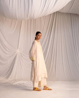 EMBROIDERED TUNIC TROUSER SET- CHAMPAGNE