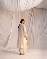 EMBROIDERED TUNIC TROUSER SET- CHAMPAGNE