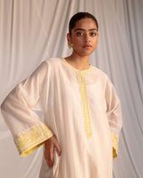 EMBROIDERED TUNIC TROUSER SET- CHAMPAGNE