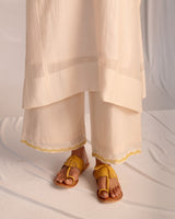 EMBROIDERED TUNIC TROUSER SET- CHAMPAGNE