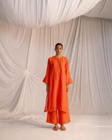 EMBROIDERED TUNIC TROUSER SET- RUST ORANGE
