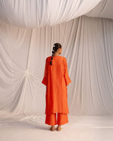 EMBROIDERED TUNIC TROUSER SET- RUST ORANGE