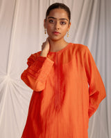 EMBROIDERED TUNIC TROUSER SET- RUST ORANGE