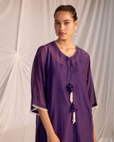 EMBROIDERED TUNIC TROUSER SET- GRAPE