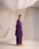 EMBROIDERED TUNIC TROUSER SET- GRAPE