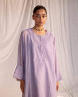 EMBROIDERED TUNIC TROUSER SET- LILAC