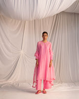 EMBROIDERED TUNIC TROUSER SET- PINK