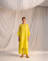 EMBROIDERED TUNIC TROUSER SET- LIME GREEN