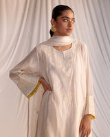 EMBROIDERED TUNIC TROUSER SET- CHAMPAGNE