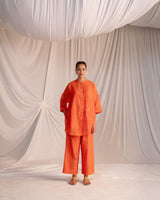 EMBROIDERED TUNIC TROUSER SET- RUST ORANGE