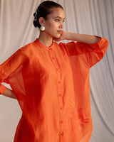 EMBROIDERED TUNIC TROUSER SET- RUST ORANGE