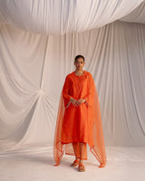 EMBROIDERED TUNIC TROUSER SET- RUST ORANGE