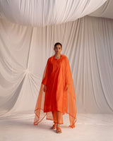 HAND EMBROIDERED DUPATTA- RUST ORANGE