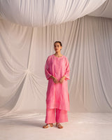EMBROIDERED TUNIC TROUSER SET- PINK