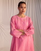 EMBROIDERED TUNIC TROUSER SET- PINK