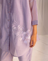 EMBROIDERED TUNIC TROUSER SET- LILAC