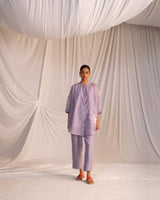 EMBROIDERED TUNIC TROUSER SET- LILAC