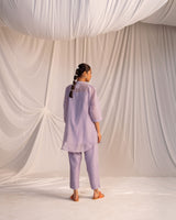 EMBROIDERED TUNIC TROUSER SET- LILAC