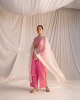 EMBROIDERED TUNIC TROUSER SET- PINK