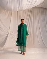 EMBROIDERED TUNIC TROUSER SET- EVERGREEN