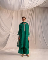 EMBROIDERED TUNIC TROUSER SET- EVERGREEN