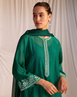EMBROIDERED TUNIC TROUSER SET- EVERGREEN
