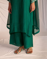 EMBROIDERED TUNIC TROUSER SET- EVERGREEN