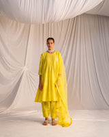 EMBROIDERED TUNIC TROUSER SET- LIME GREEN