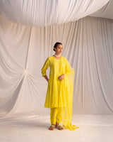 EMBROIDERED TUNIC TROUSER SET- LIME GREEN