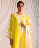 EMBROIDERED TUNIC TROUSER SET- LIME GREEN