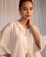 EMBROIDERED TUNIC TROUSER SET- CHAMPAGNE/LIME GREEN