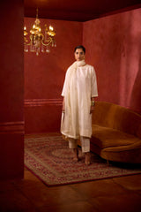 EMBROIDERED TUNIC TROUSER SET- PEARL