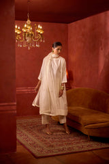 EMBROIDERED TUNIC TROUSER SET- PEARL