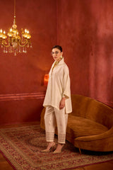 EMBROIDERED TUNIC TROUSER SET- PEARL