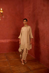 EMBROIDERED TUNIC TROUSER SET- OAT