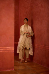 EMBROIDERED TUNIC TROUSER SET- OAT