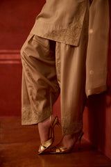 EMBROIDERED TUNIC TROUSER SET- OAT