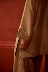 EMBROIDERED TUNIC TROUSER SET- OAT