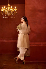 EMBROIDERED TUNIC TROUSER SET- OAT PEARL